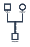 A double line, solid and dotted side by side, dropping from the couple's marriage line to an adopted child