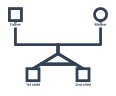 Identical twins with a horizontal line between the two V-shaped child lines