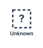 A person of unknown gender shown as a question mark inside a square with a dotted outline