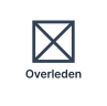Een overleden man, getekend als een vierkant met een kruis erin